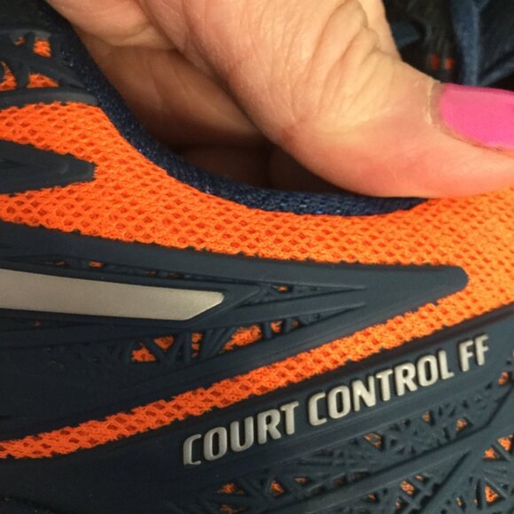 Asics court shoes worn inside for pickleball men's size 75. blue and orange - Picture 4 of 7